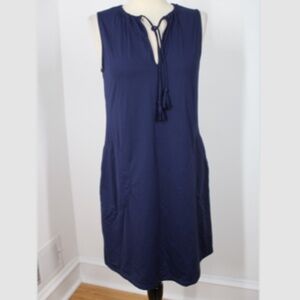 NWT Tommy Bahama S Navy Blue Split Neck Jersey Stretch Tank Spa Dress Pockets